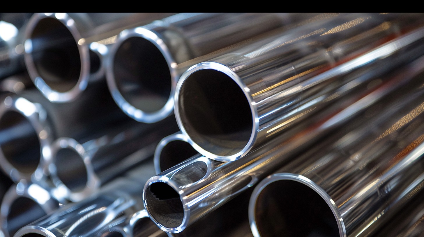 Display of stainless steel pipes